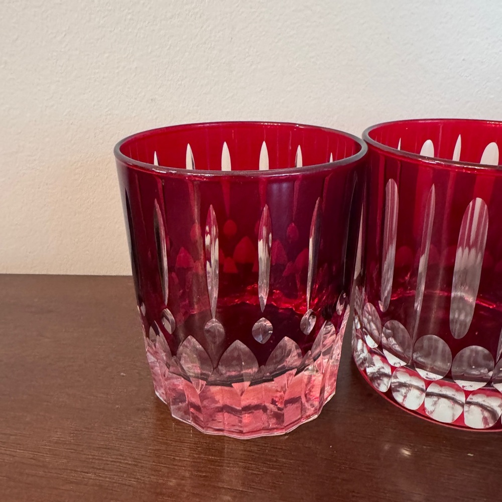 Set of 4 William Sonoma Garnet Old Fashioned Glasses - Picture 2 of 7